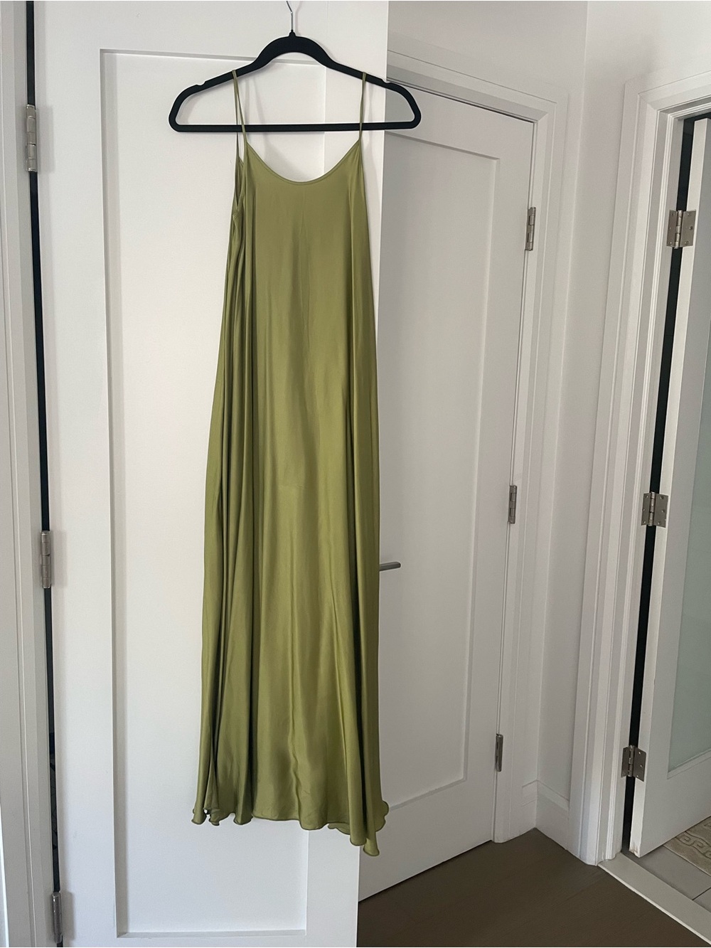 Olive Green Spaghetti-Strap Maxi Slip Dress